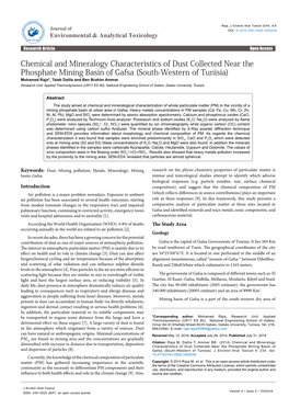 Chemical and Mineralogy Characteristics of Dust Collected