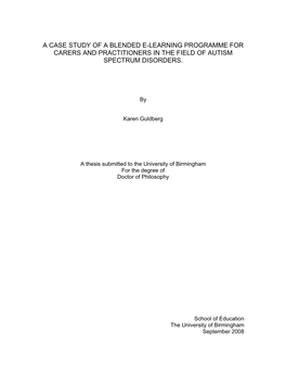 A Case Study of a Blended E-Learning Programme for Carers and Practitioners in the Field of Autism Spectrum Disorders