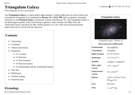 Triangulum Galaxy - Wikipedia, the Free Encyclopedia Triangulum Galaxy Coordinates: 01H 33M 50.9S, 30° 39′ 36″ from Wikipedia, the Free Encyclopedia