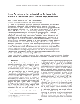 Sr and Nd Isotopes in River Sediments from the Ganga Basin: Sediment Provenance and Spatial Variability in Physical Erosion