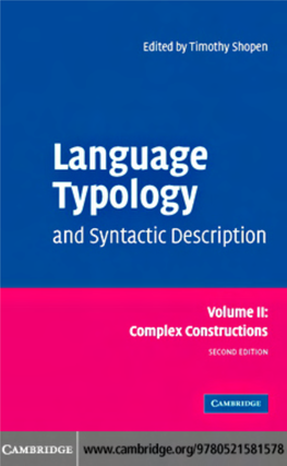 Language Typology and Syntactic Description: Volume II