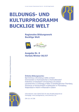 Und Kulturprogramm Bucklige Welt, Ausgabe Nr