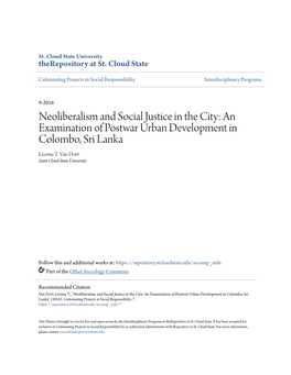 An Examination of Postwar Urban Development in Colombo, Sri Lanka Leoma T