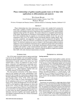 Phase Relationships of Gabbro-Tonalite-Granite-Water at 15