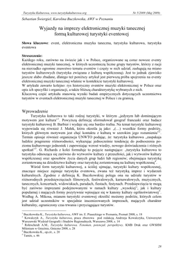 Wyjazdy Na Imprezy Elektronicznej Muzyki Tanecznej Formą Kulturowej Turystyki Eventowej