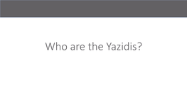 Who Are the Yazidis? Overview Hi, We’Re a Group of Students and We Work in Our Spare Time to Raise Awareness of the Holocaust and Other Genocides