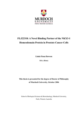 A Novel Binding Partner of the NKX3-1 Homeodomain Protein in Prostate Cancer Cells