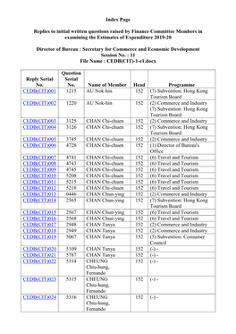 Administration's Replies to Members Initial Written Questions