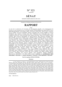 RAPPORT FAIT Au Nom De La Commission De L’Économie, Du Développement Durable Et De L’Aménagement Du Territoire (1) Sur La Proposition De Loi De MM