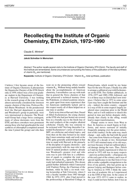 Recollecting the Institute of Organic Chemistry, ETH Zã¼rich