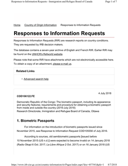 Responses to Information Requests - Immigration and Refugee Board of Canada Page 1 of 7