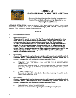 The Regular Meeting of the Board of Directors of the San Lorenzo Valley Water District Will Be Held Thursday, February 19, 1998