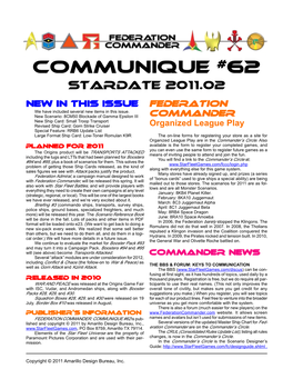 Communique #62 Stardate 2011.02