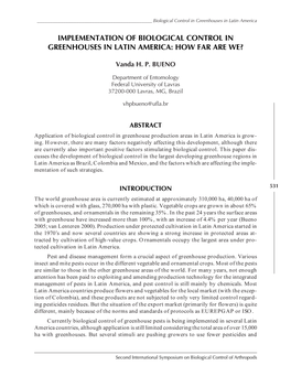 Implementation of Biological Control in Greenhouses in Latin America: How Far Are We?