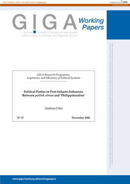 Political Parties in Post-Suharto Indonesia: Between Politik Aliran and ’Philippinisation’