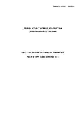 BRITISH WEIGHT LIFTERS ASSOCIATION (A Company Limited by Guarantee)