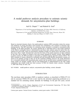 A Modal Pushover Analysis Procedure to Estimate Seismic Demands for Unsymmetric-Plan Buildings