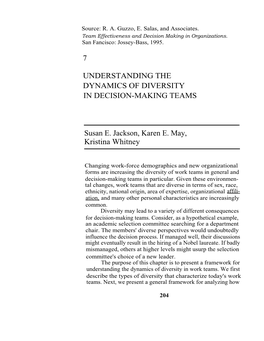 Understanding the Dynamics of Diversity in Decision Making Teams