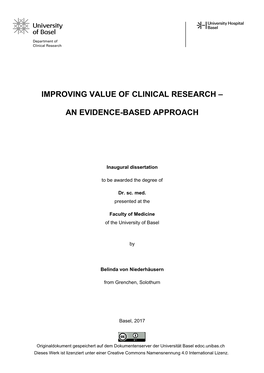 Improving Value of Clinical Research –