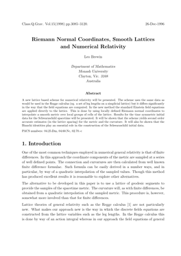 Riemann Normal Coordinates, Smooth Lattices and Numerical Relativity