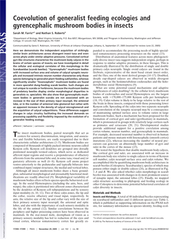 Coevolution of Generalist Feeding Ecologies and Gyrencephalic Mushroom Bodies in Insects