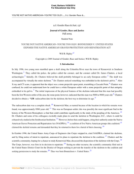 © 2014 Thomson Reuters. No Claim to Original U.S. Government Works. 1 9 J. Gender Race & Just. 137 Journal of Gender, Race