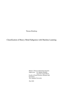 Classification of Heavy Metal Subgenres with Machine Learning