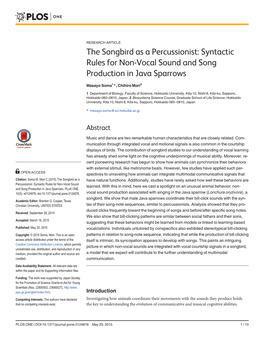 Syntactic Rules for Non-Vocal Sound and Song Production in Java Sparrows