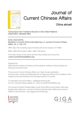 Buddhism in Current China–India Diplomacy, In: Journal of Current Chinese Affairs, 45, 3, 139–174