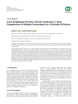 Acute Esophageal Necrosis (Gurvits Syndrome): a Rare Complication of Diabetic Ketoacidosis in a Critically Ill Patient