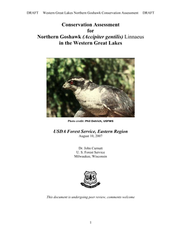 Conservation Assessment for Northern Goshawk (Accipiter Gentilis)