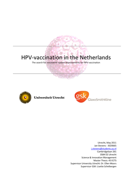 HPV-Vaccination in the Netherlands the Search for Innovation System Improvements for HPV-Vaccination