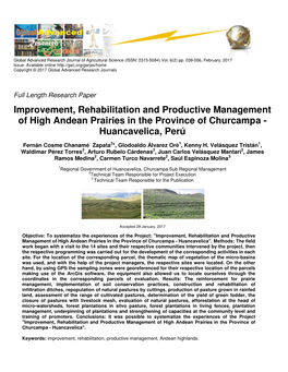 Improvement, Rehabilitation and of High Andean Prairies in the P