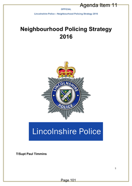 Lincolnshire Police – Neighbourhood Policing Strategy 2016