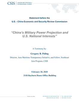 “China's Military Power Projection and U.S. National Interests”