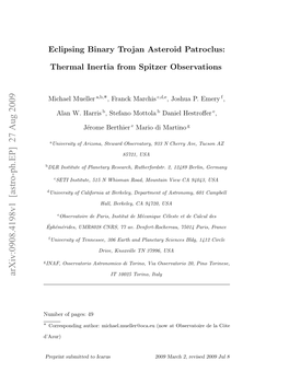 Eclipsing Binary Trojan Asteroid Patroclus