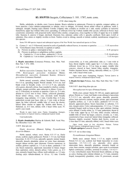 83. HYPTIS Jacquin, Collectanea 1: 101. 1787, Nom. Cons. 山香属 Shan Xiang Shu Herbs, Subshrubs, Or Shrubs, Erect