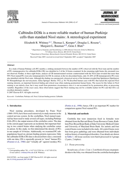 Calbindin-D28k Is a More Reliable Marker of Human Purkinje Cells Than Standard Nissl Stains: a Stereological Experiment Elizabeth R