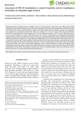 Assessment of SPLAT Formulations to Control Grapholita Molesta (Lepidoptera: Tortricidae) in a Brazilian Apple Orchard