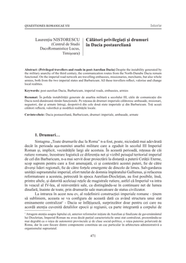 Călători Privilegiați Și Drumuri În Dacia Postaureliană