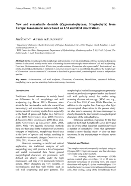 New and Remarkable Desmids (Zygnematophyceae, Streptophyta) from Europe: Taxonomical Notes Based on LM and SEM Observations