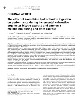 The Effect of L-Ornithine Hydrochloride Ingestion on Performance During