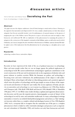 Possible Alternative Relationships of Religion, Nationalism, and Archaeology