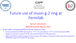 Future Use of Muon G-2 Ring at Fermilab