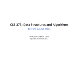 Lecture 10: AVL Trees