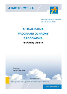 Aktualizacja Programu Ochrony Środowiska Dla Gminy Ozimek