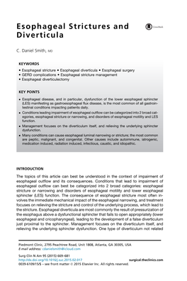 Esophageal Strictures and Diverticula