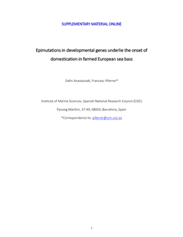 Epimutations in Developmental Genes Underlie the Onset of Domestication in Farmed European Sea Bass