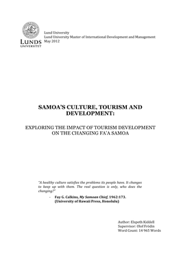 Samoa's Culture, Tourism and Development