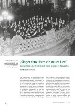 Zeitgenössische Chormusik Beim Dresdner Kreuzchor Matthias Herrmann